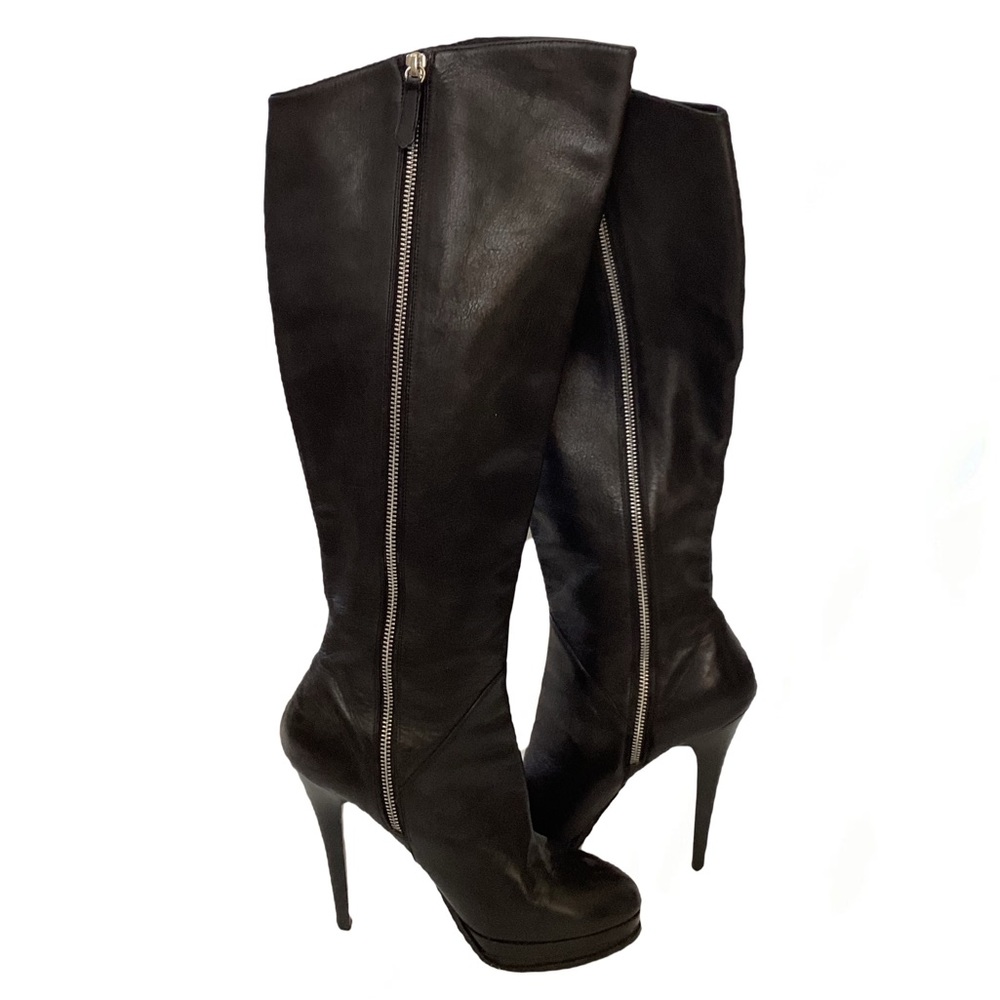 Classiques Entier by Nordstrom Tall Black Leather Dual Zippered Boots. Sz.10